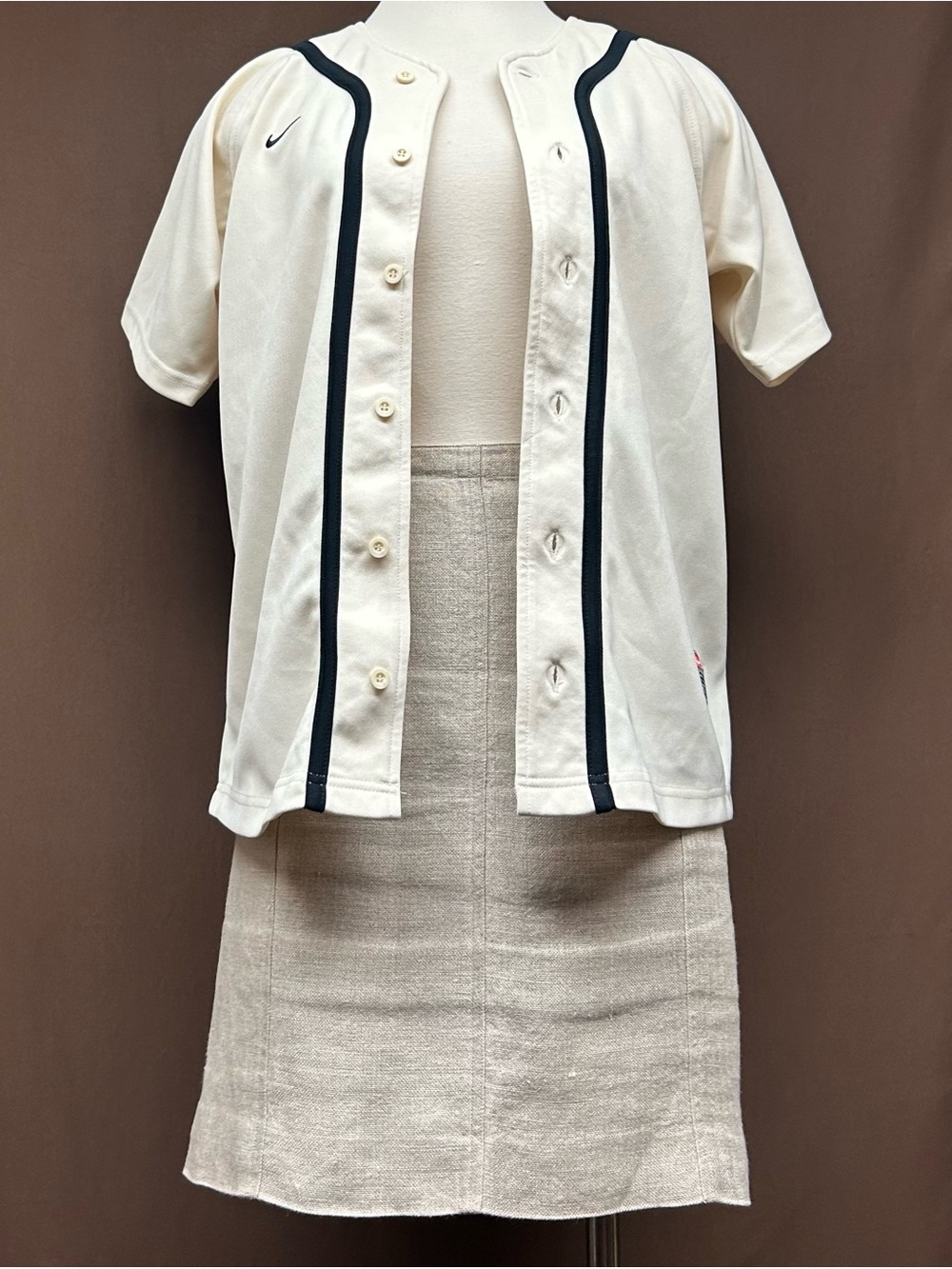 90s linen a-line skirt mini high waisted